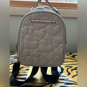 Betsey Johnson Quilted Heart mini Taupe Backpack
